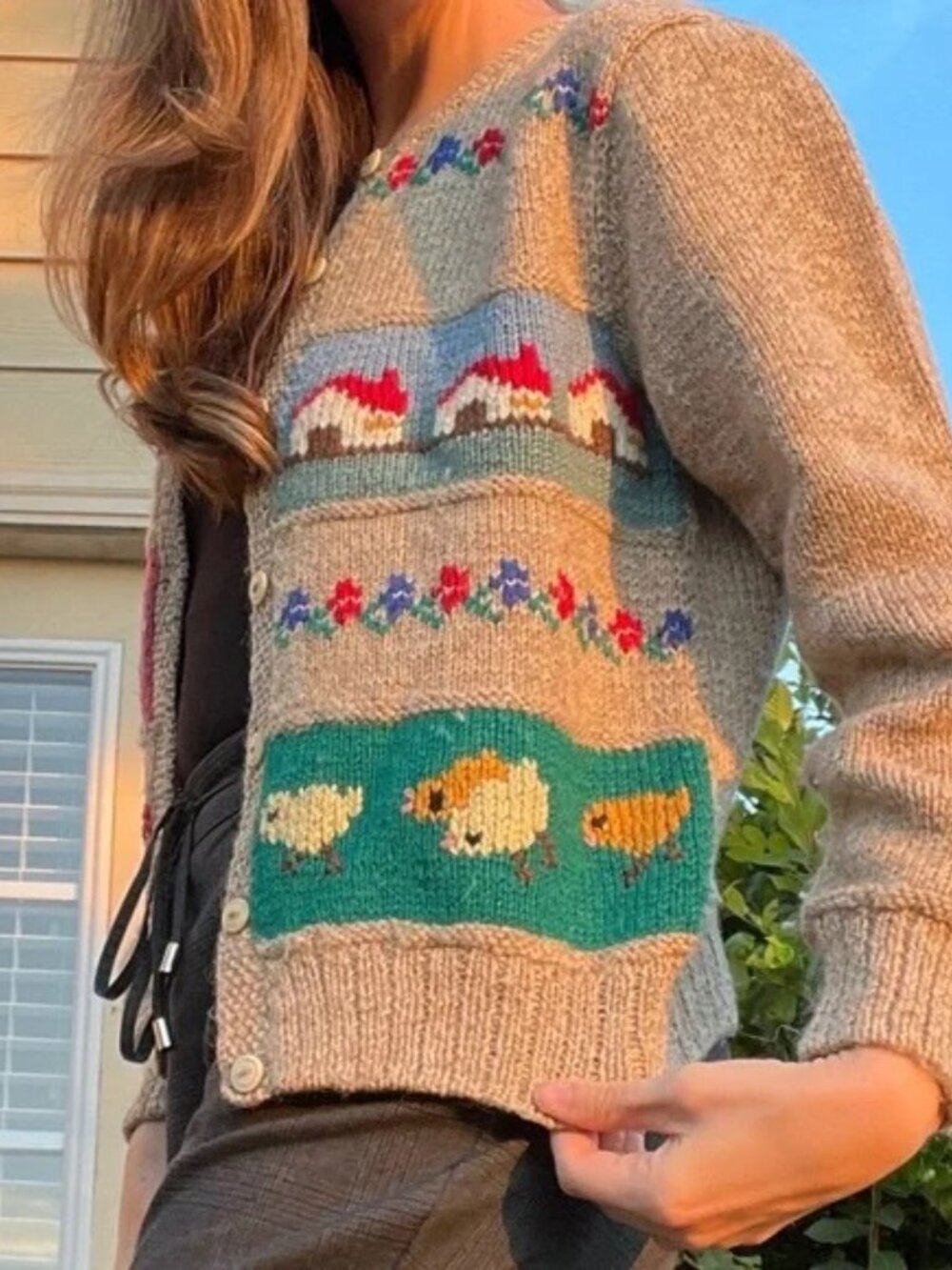 Vintage Allen Solly Storybook Countryside Grandma Sweater - Picture 2 of 7